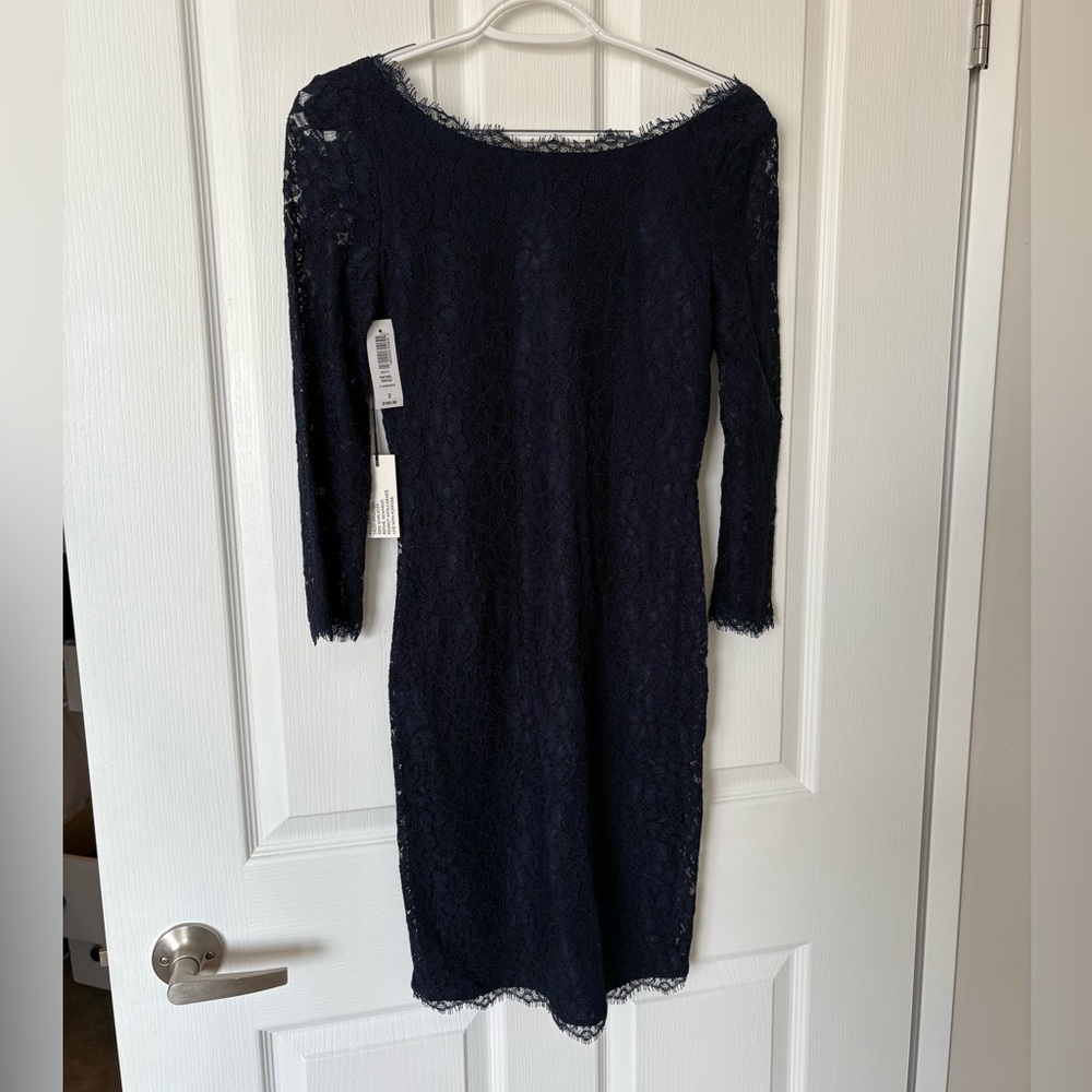 Aritzia Navy Lace Long Sleeve Dress